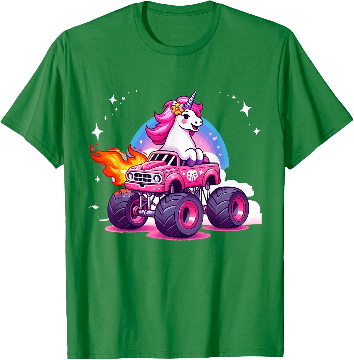 Monster Truck Unicorn Birthday Party Monster Truck Girl T-Shirt - T-Shirt | Irish Green