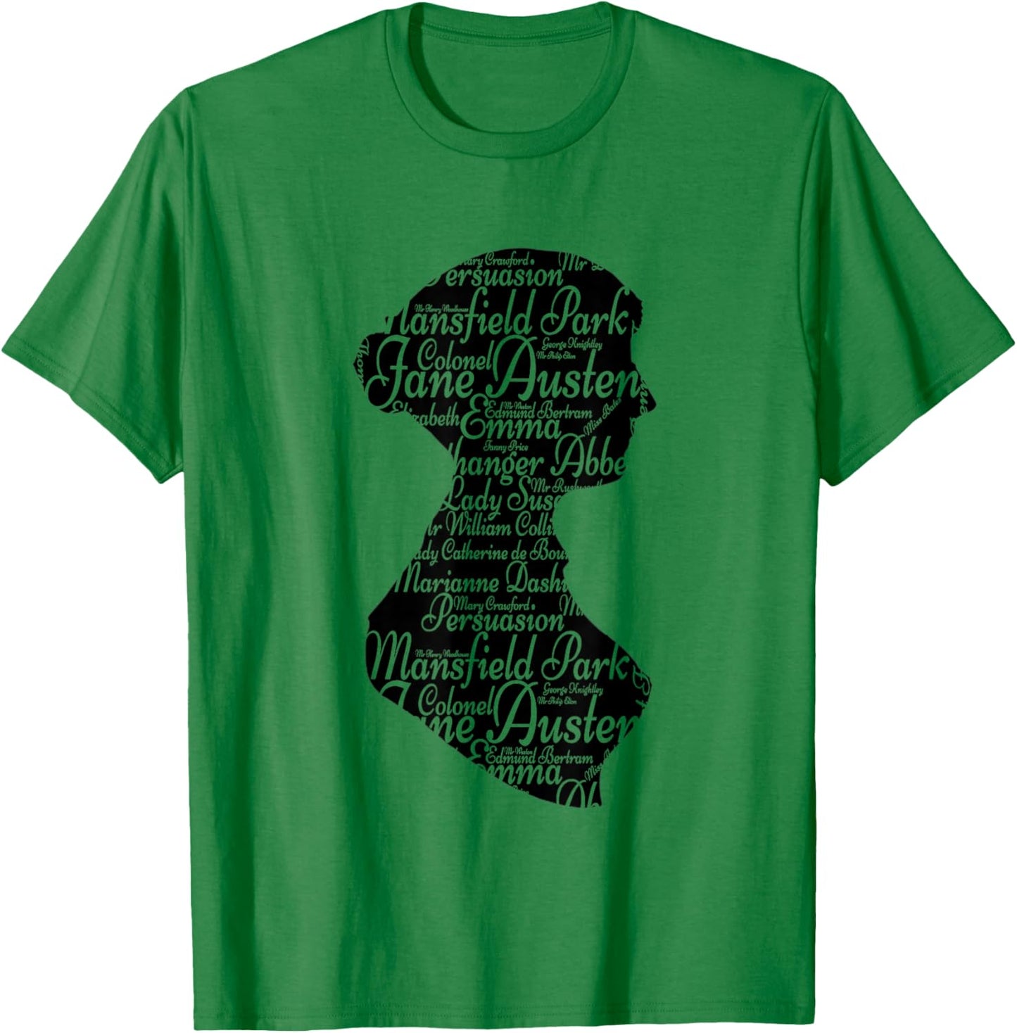 Jane Austen t shirt Mr Darcy t shirt silhouette portrait T-Shirt - T-Shirt | Irish Green