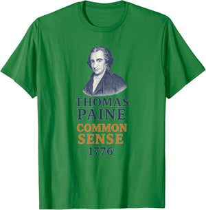 Thomas Paine Common Sense 1776 History Portrait T-Shirt - T-Shirt | Irish Green