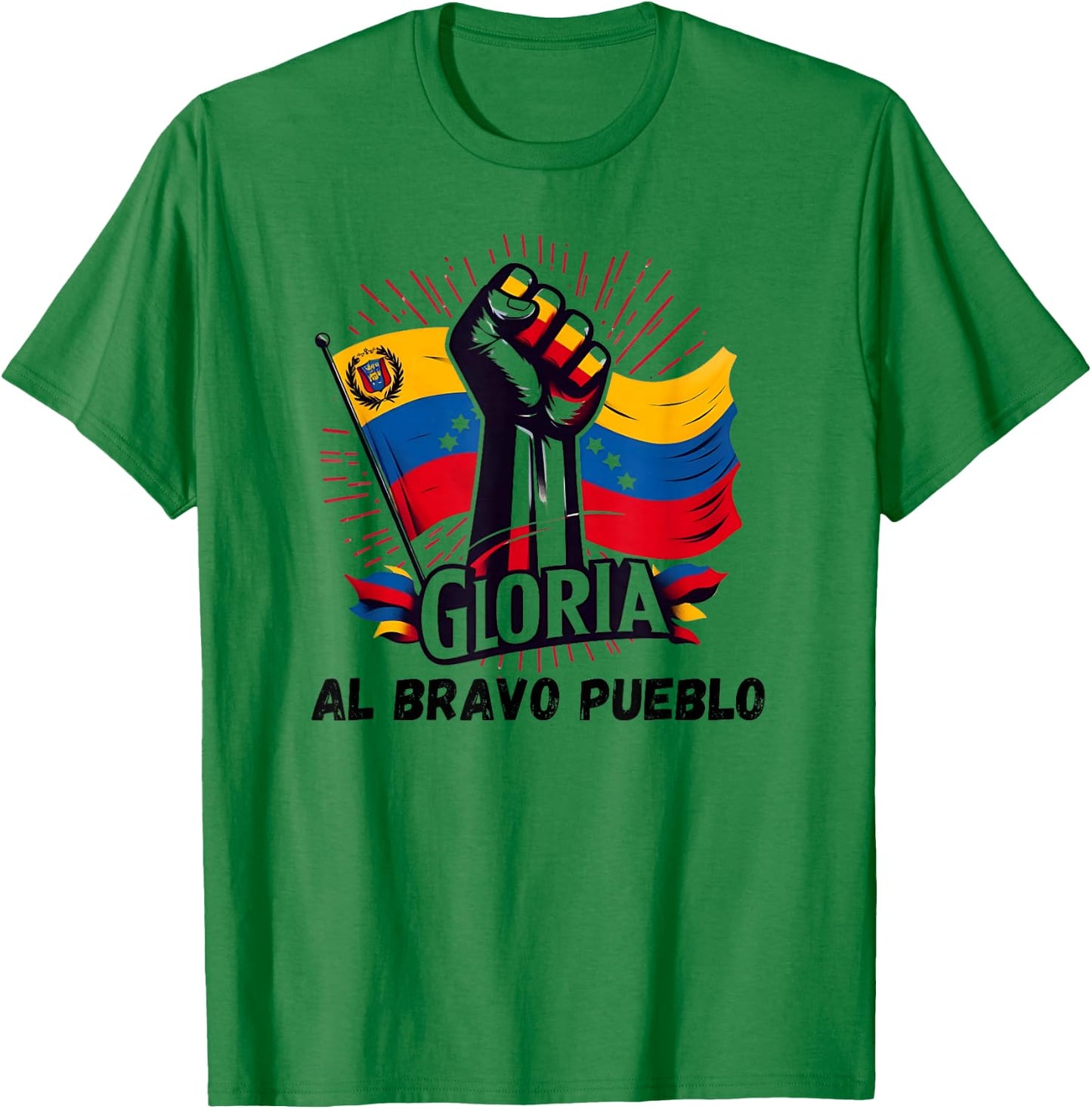 2025 Venezuela Gloria Al Bravo Venezuelan People T-Shirt - T-Shirt | Irish Green