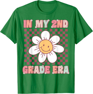 In My 2nd Grade Era Cute Groovy Second Grade Back to School T-Shirt - T-Shirt | Irish Green