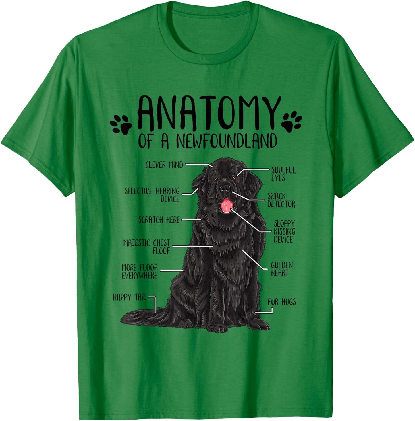 Funny Anatomy Newfoundland Dog Cute Newfie Lover T-Shirt - T-Shirt | Irish Green