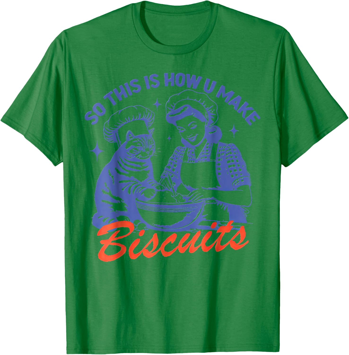 Retro Cat Biscuit So this is how u make biscuits Men Women Kids T-Shirt - T-Shirt | Irish Green