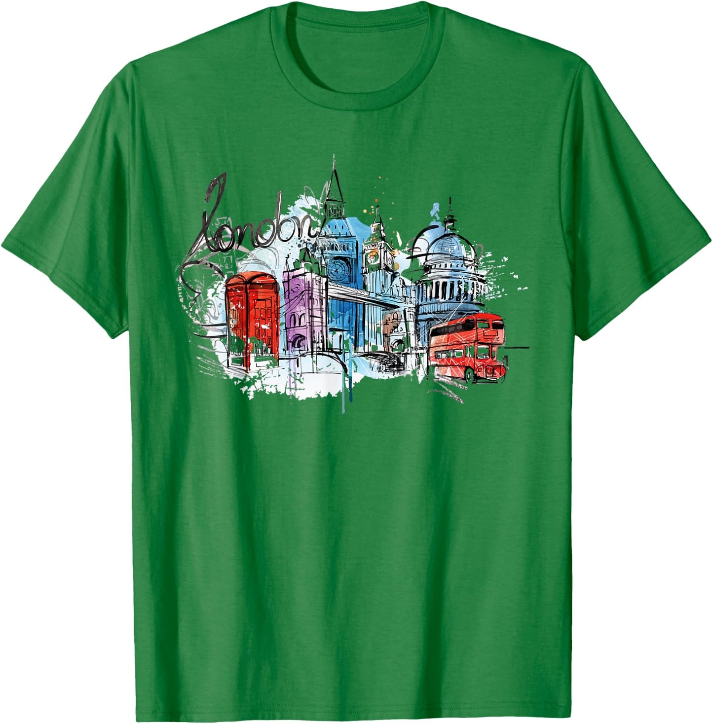 Cool Abstract London Splash Colors, London Graphic Design T-Shirt - T-Shirt | Irish Green