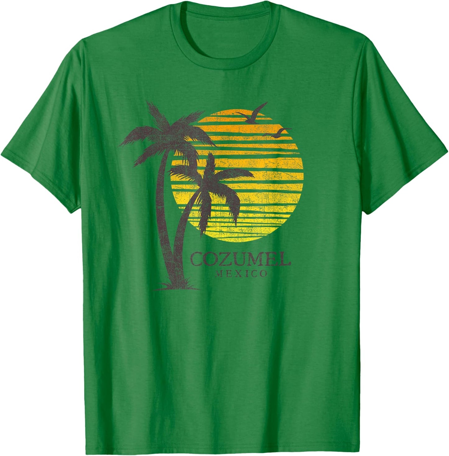 Cozumel Mexico Souvenir Beach Sunset Vintage T-Shirt - T-Shirt | Irish Green