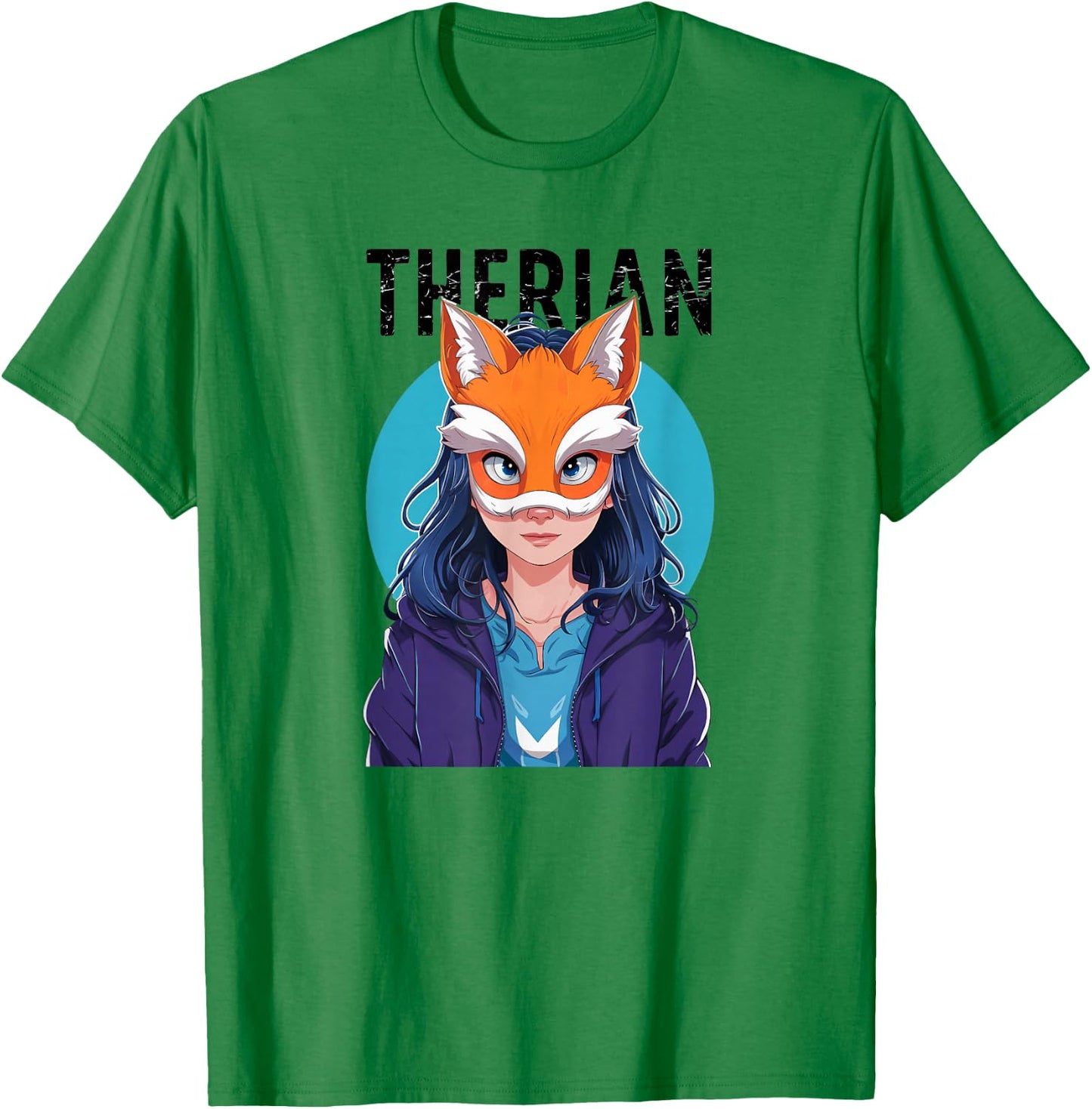 Therian Fox Mask Cute Fox Therian Stuff T-Shirt - T-Shirt | Irish Green