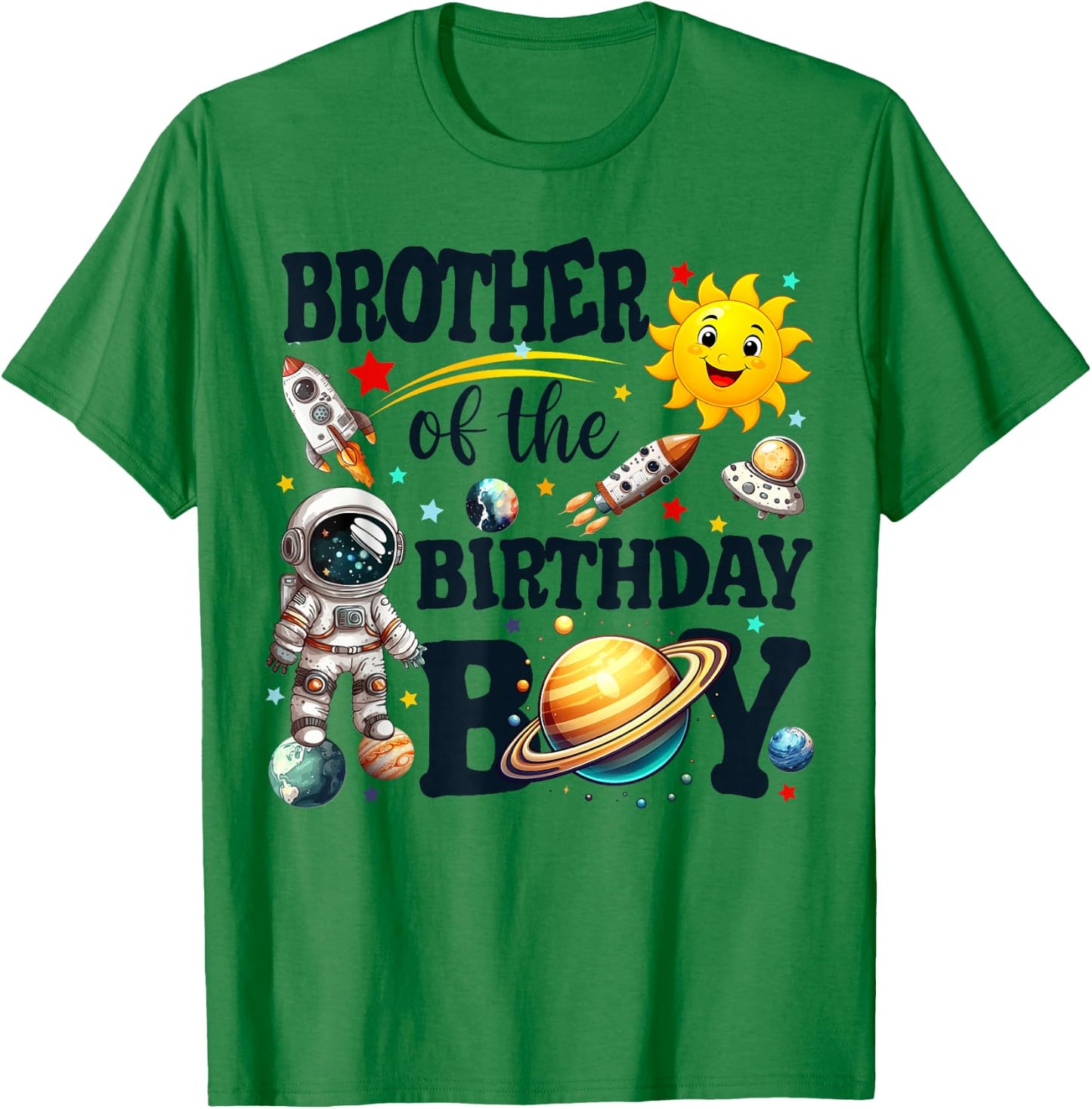 Brother of The Birthday Boy Astronaut Space Planets Family T-Shirt - T-Shirt | Irish Green