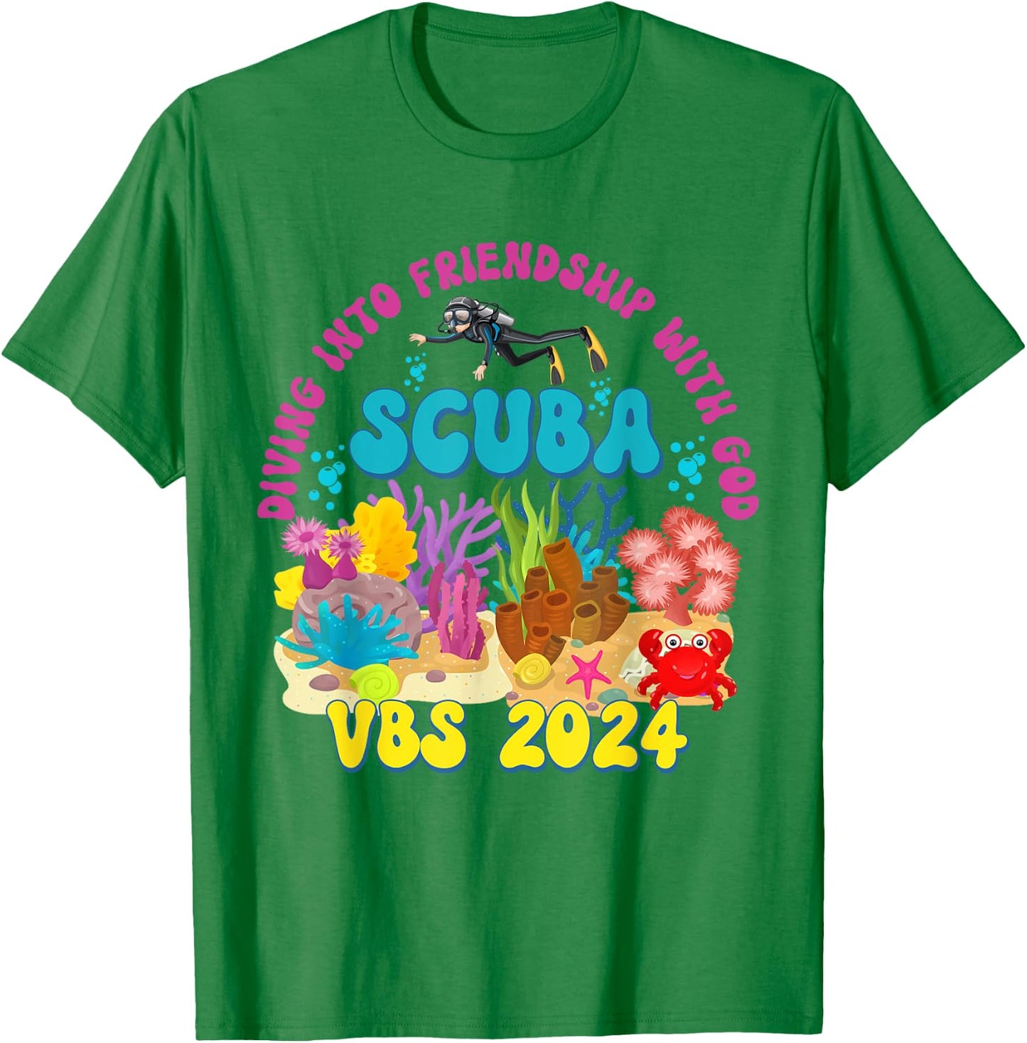 Scuba VBS 2024 Vacation Bible School Diving Into Friendship T-Shirt - T-Shirt | Irish Green