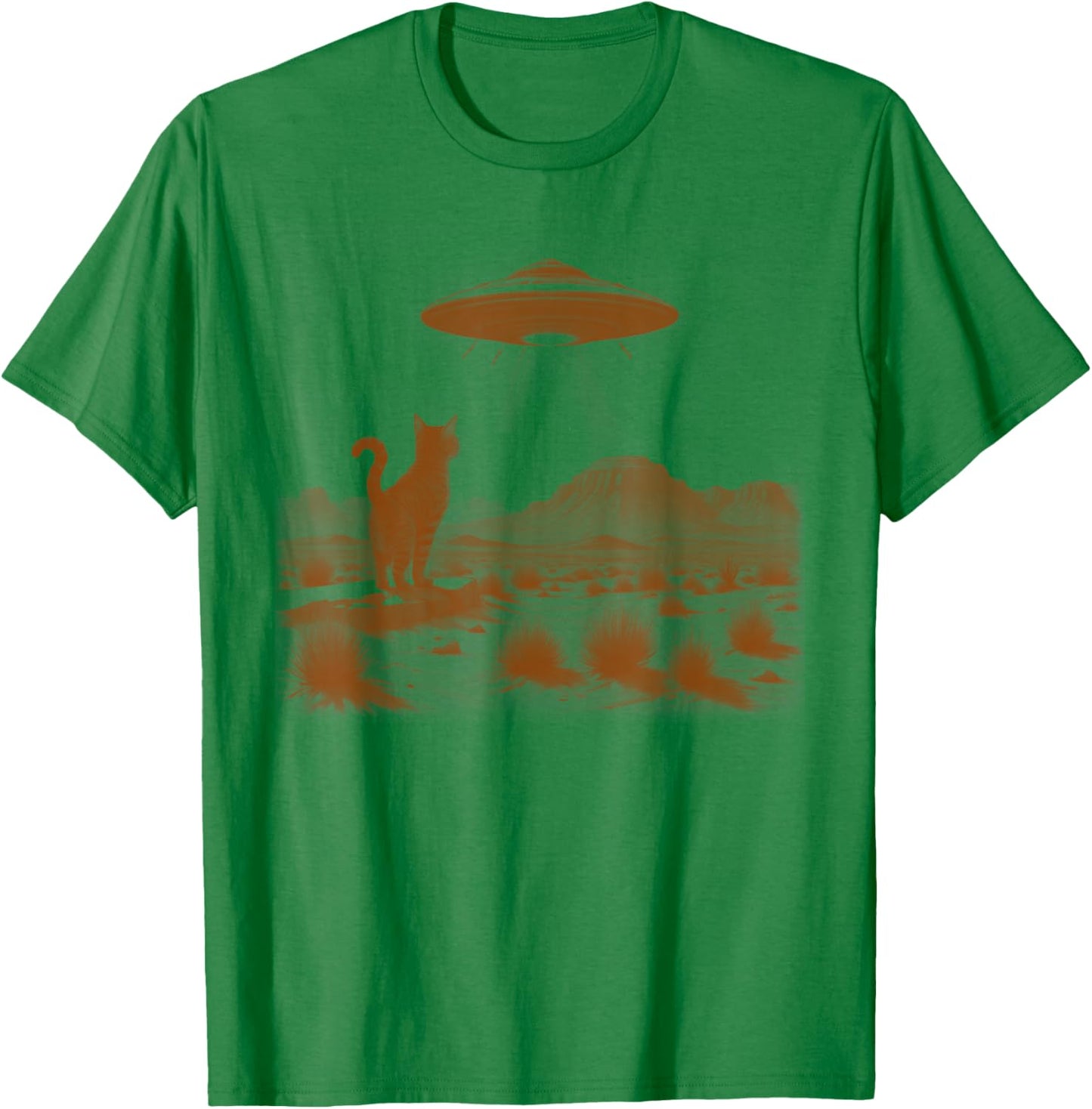 Retro 90s Western Desert Cat Vintage UFO Wild West Kitten Men Women T-Shirt - T-Shirt | Irish Green
