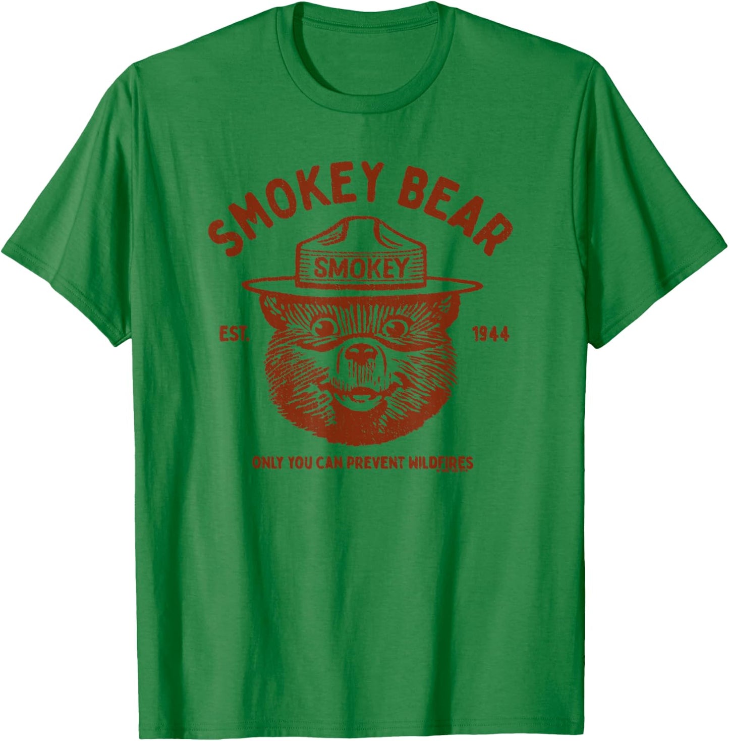 Vintage Smokey Bear Logo Only You Can Prevent Wildfires T-Shirt - T-Shirt | Irish Green