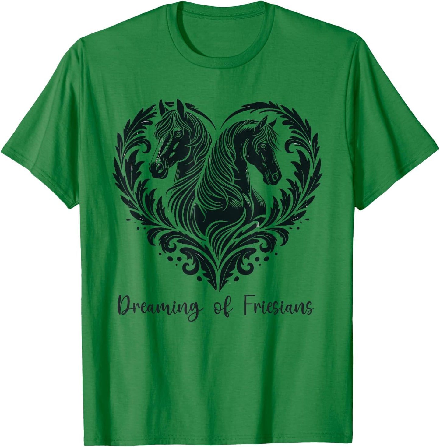 Friesian Horse Lover Majestic Friesian Horse Riding T-Shirt - T-Shirt | Irish Green