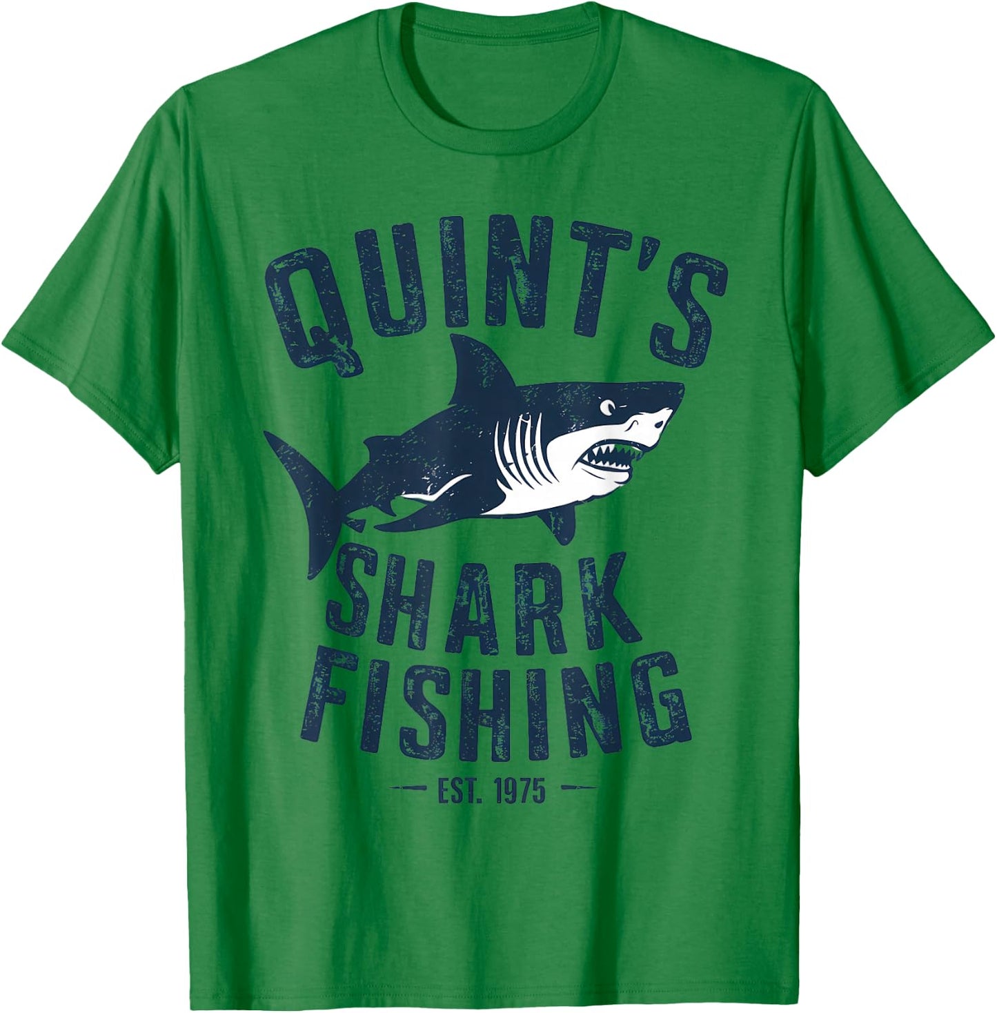 Vintage Quint's Shark Fishing 1975 Retro T-Shirt - T-Shirt | Irish Green