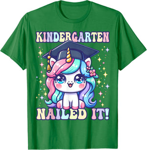 Graduation Kindergarten Unicorn Nailed It Girls Grad Magical T-Shirt - T-Shirt | Irish Green