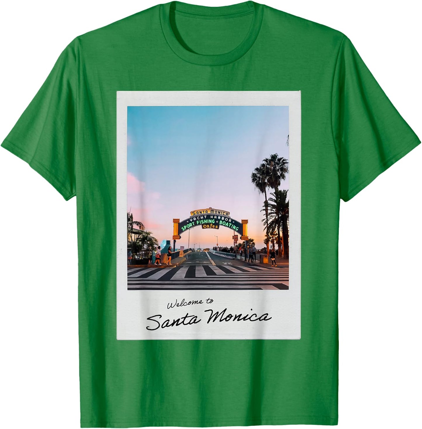 Welcome to Santa Monica Pier Aesthetic Instant Camera 35mm T-Shirt - T-Shirt | Irish Green