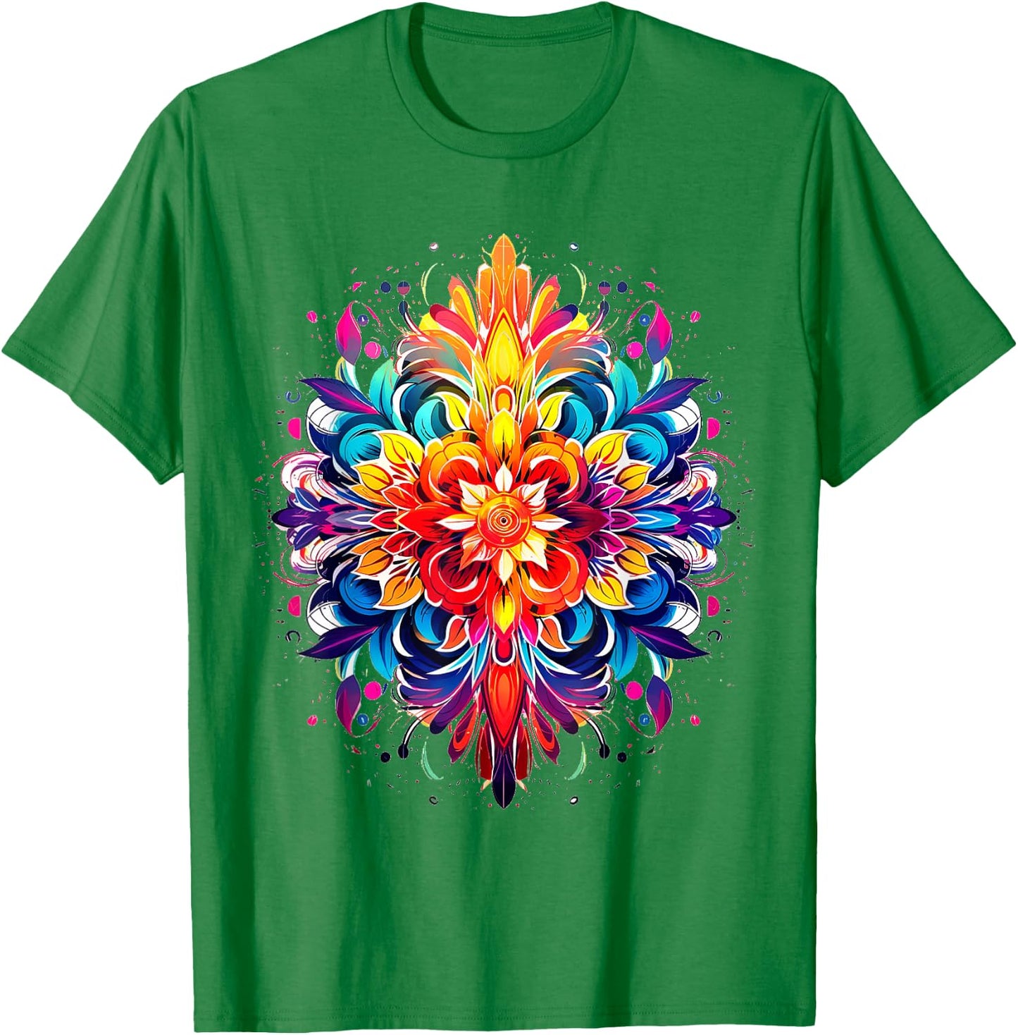 Mandala Colorful Graphic Flower Abstract Mandala T-Shirt - T-Shirt | Irish Green