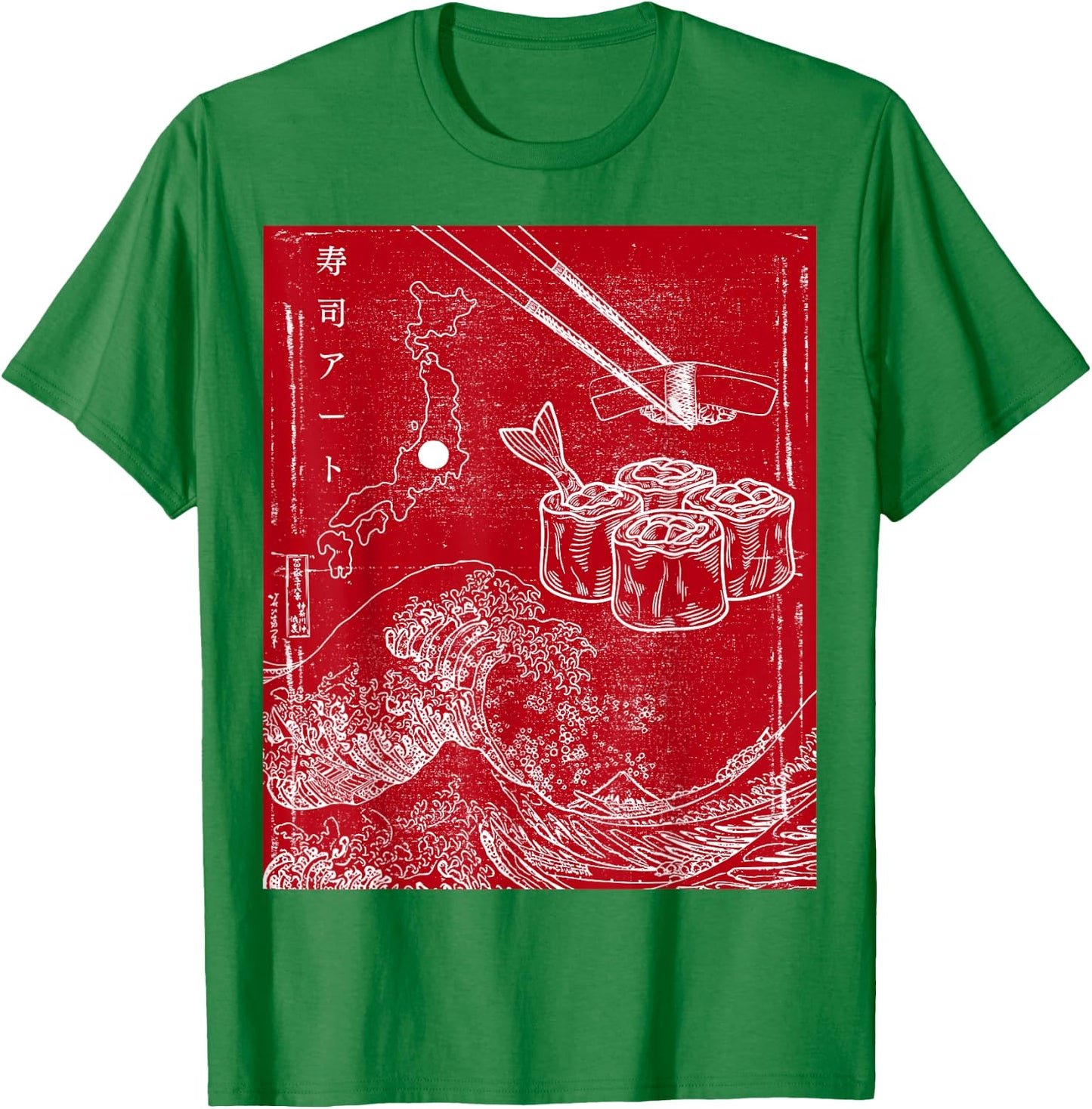 Distressed Japan Flag Sushi rice art sushi T-Shirt - T-Shirt | Irish Green
