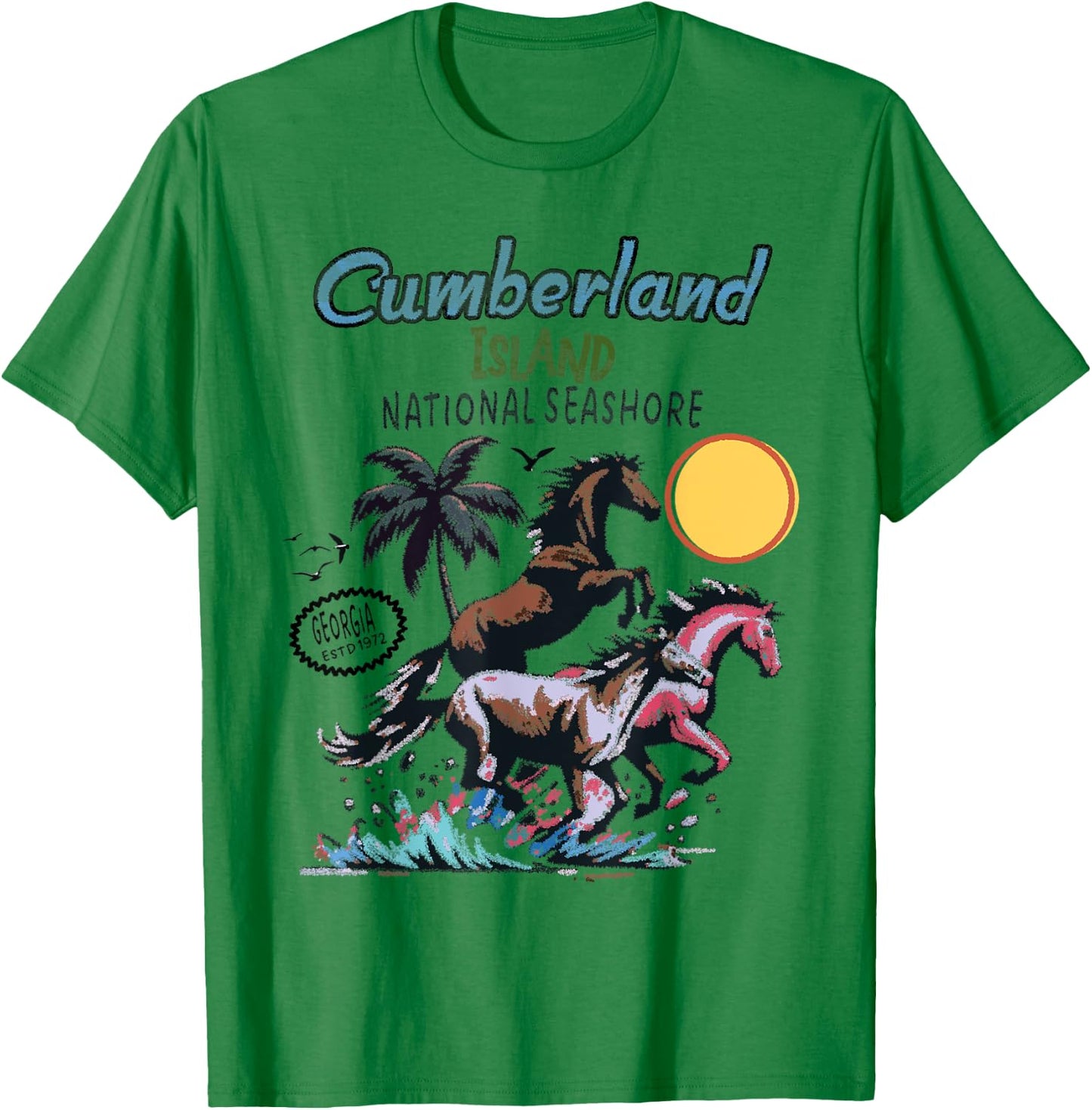 Cumberland Island National Seashore native horses T-Shirt - T-Shirt | Irish Green