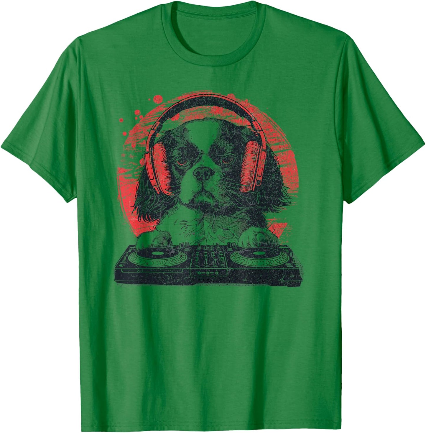 Funny Retro House DJ Cavalier King Dog Disco Headphone Tech Women T-Shirt - T-Shirt | Irish Green