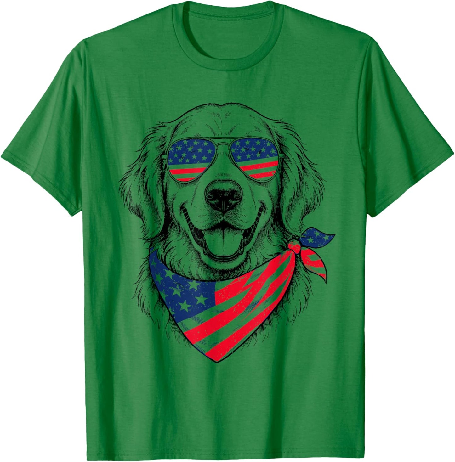 4th of July Golden Retriever Dog Patriotic American Women T-Shirt - T-Shirt | Irish Green