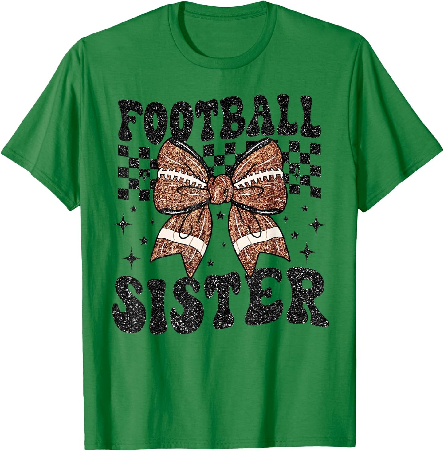 Coquette Bow American Football Sister Game Day Thanksgiving T-Shirt - T-Shirt | Irish Green