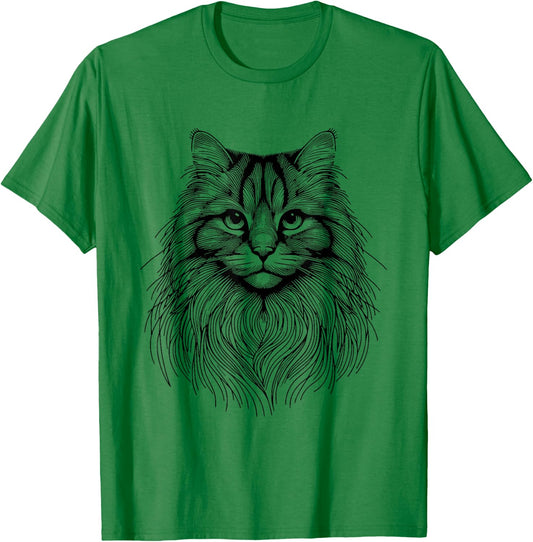 Cat Fingerprint - Siberian Forest Dad Mom Men Women T-Shirt - T-Shirt | Irish Green