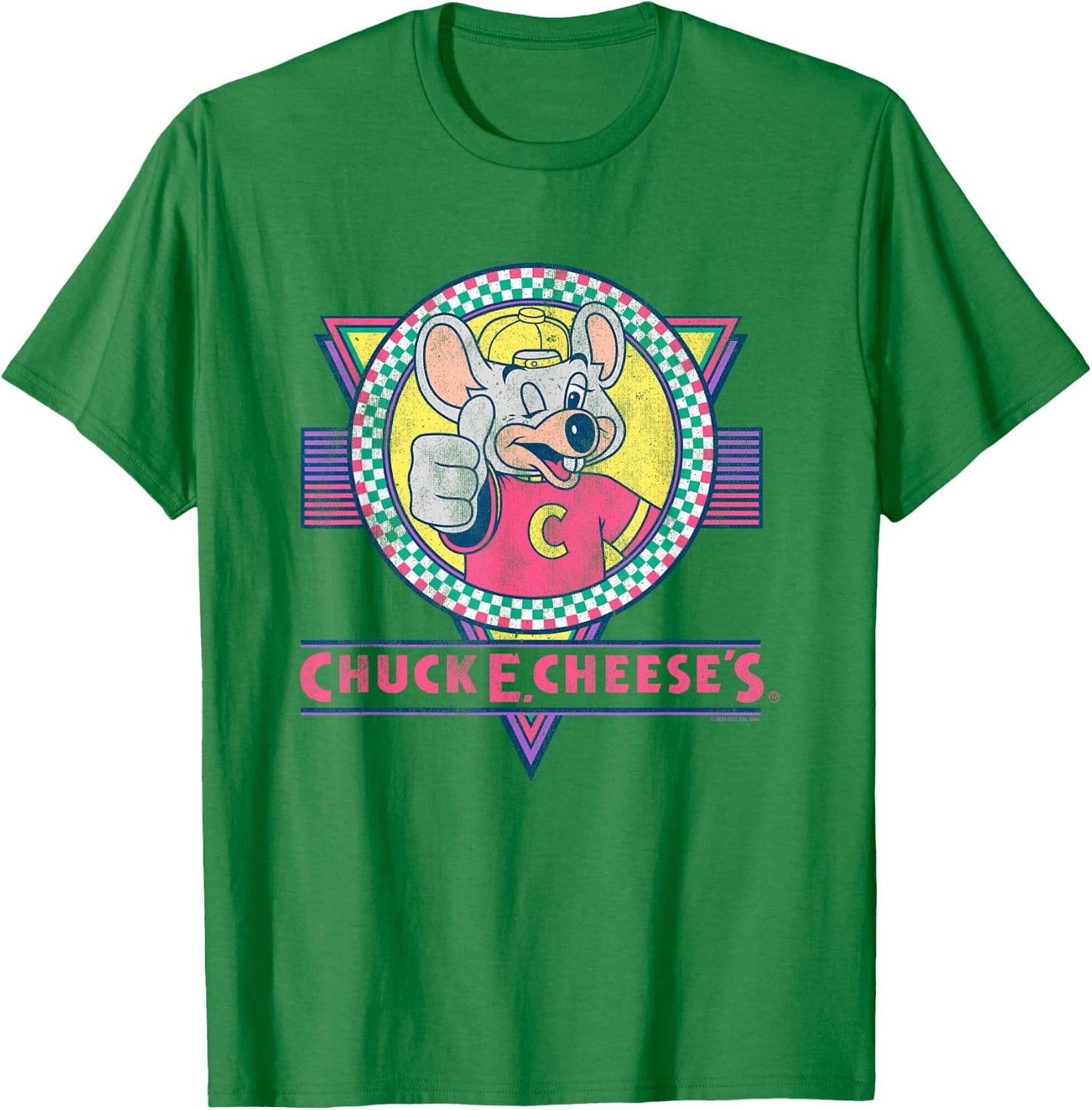 Chuck E. Cheese Winking Thumbs Up Logo Distressed T-Shirt - T-Shirt | Irish Green