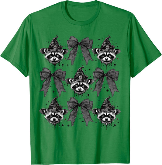 Coquette Halloween Funny Halloween Girl Coquette Raccoon T-Shirt - T-Shirt | Irish Green