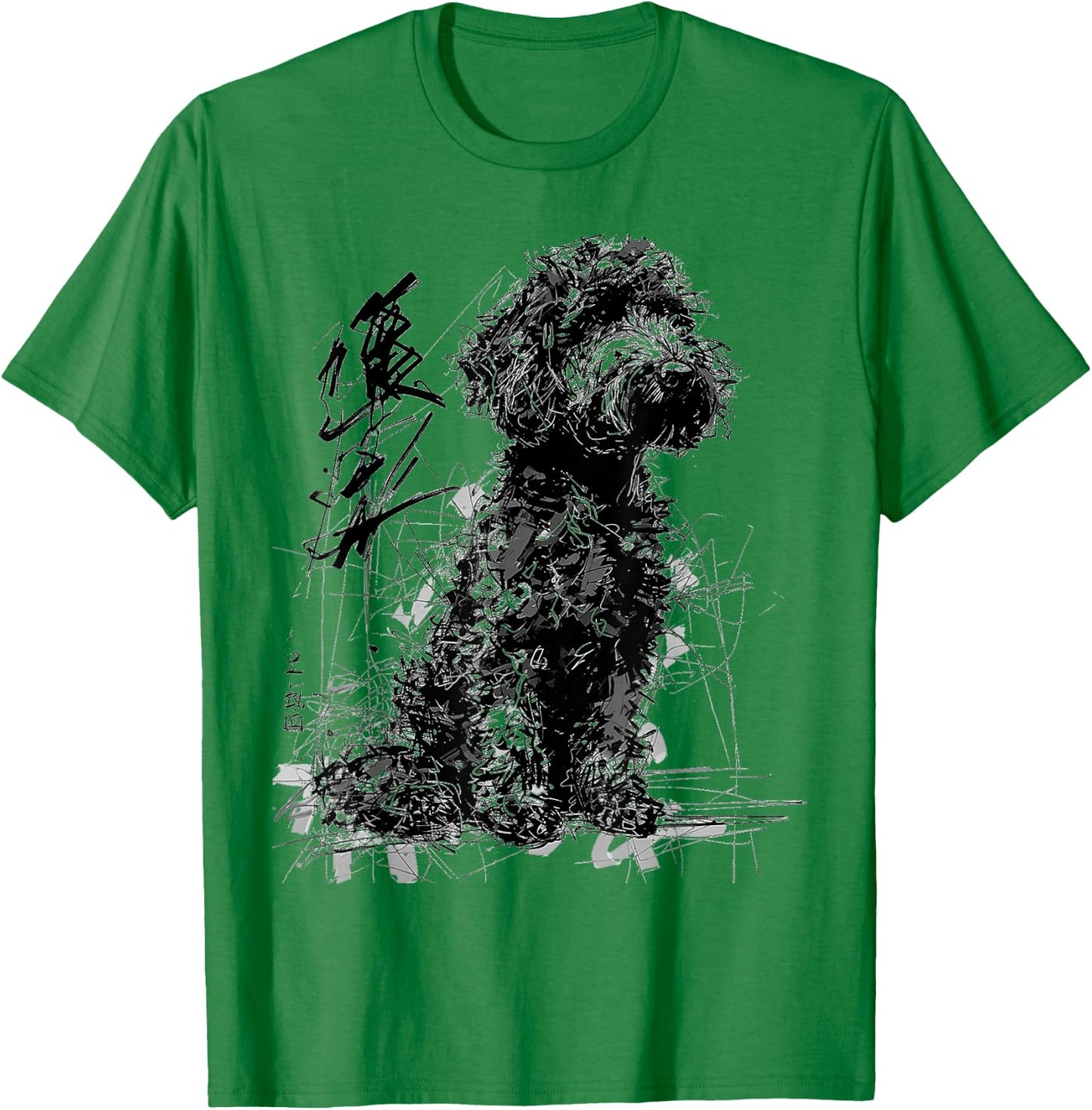 Labradoodle Abstract Pet Drawing Animal Labradoodle T-Shirt - T-Shirt | Irish Green