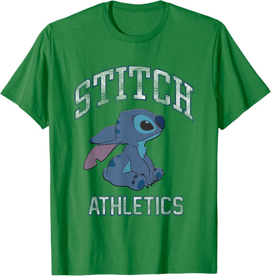 Disney Lilo & Stitch Stitch Athletics Distressed Logo T-Shirt - T-Shirt | Irish Green