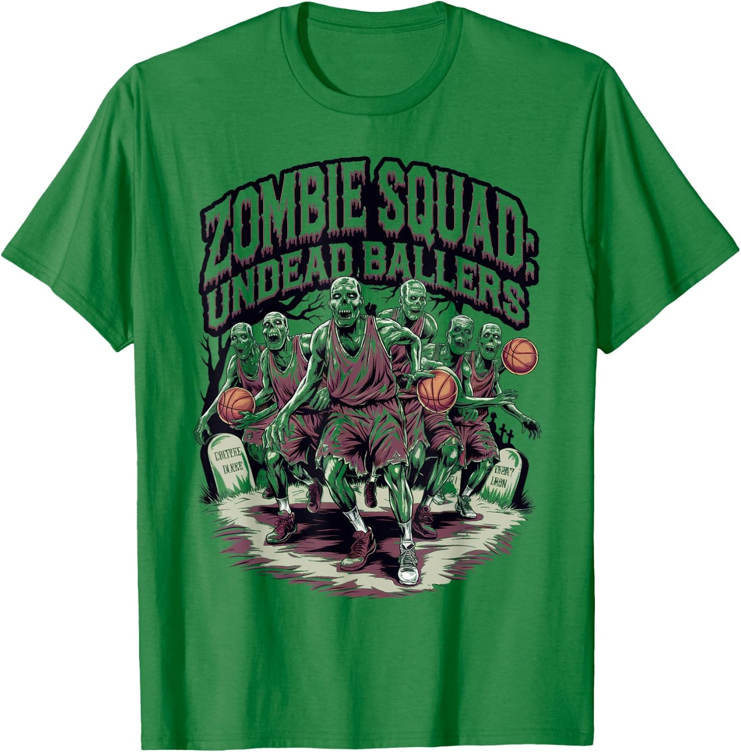 Zombie Squad Undead Ballers Halloween Basketball T-Shirt - T-Shirt | Irish Green
