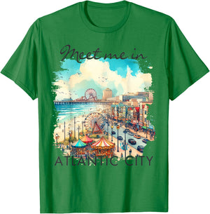 Atlantic City New Jersey Travel Trip Meet Me In Atlantic Cit T-Shirt - T-Shirt | Irish Green