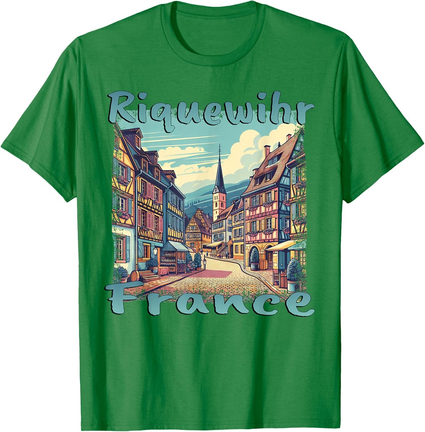 Riquewihr France Holiday Design Town T-Shirt - T-Shirt | Irish Green