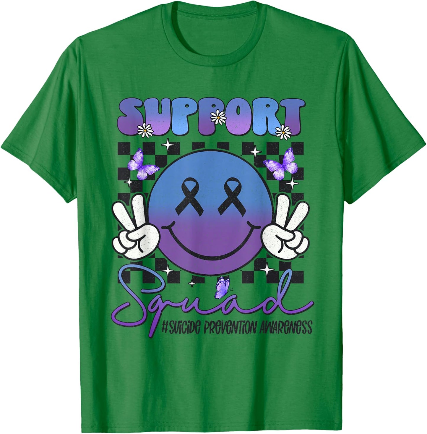 Suicide Prevention Awareness Support Teal & Purple Ribbon T-Shirt - T-Shirt | Irish Green