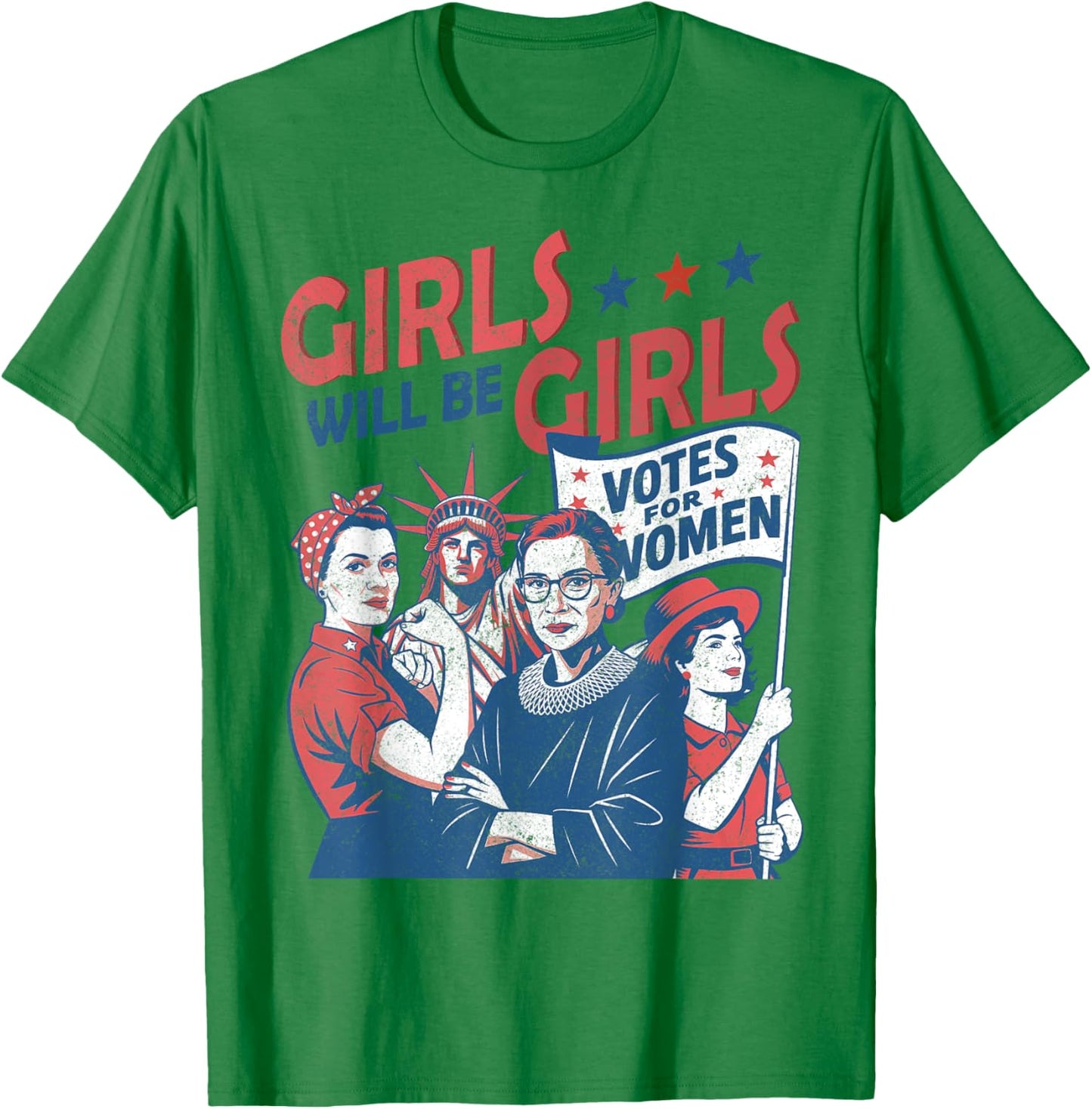 Retro Patriotic Feminist 4th of July Shirts For Girls T-Shirt - T-Shirt | Irish Green