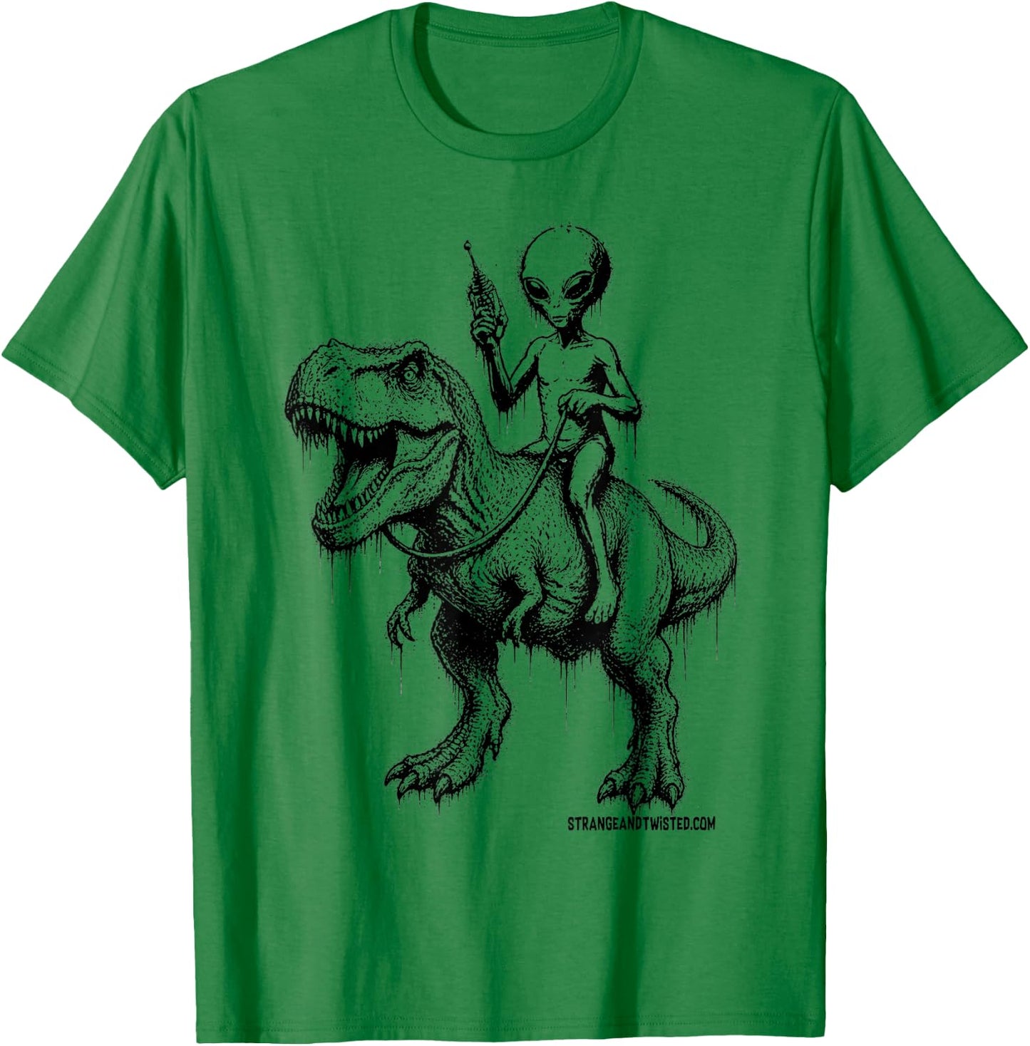 Alien Riding Dinosaur Funny Sci Fi Humor Gift T-Shirt - T-Shirt | Irish Green