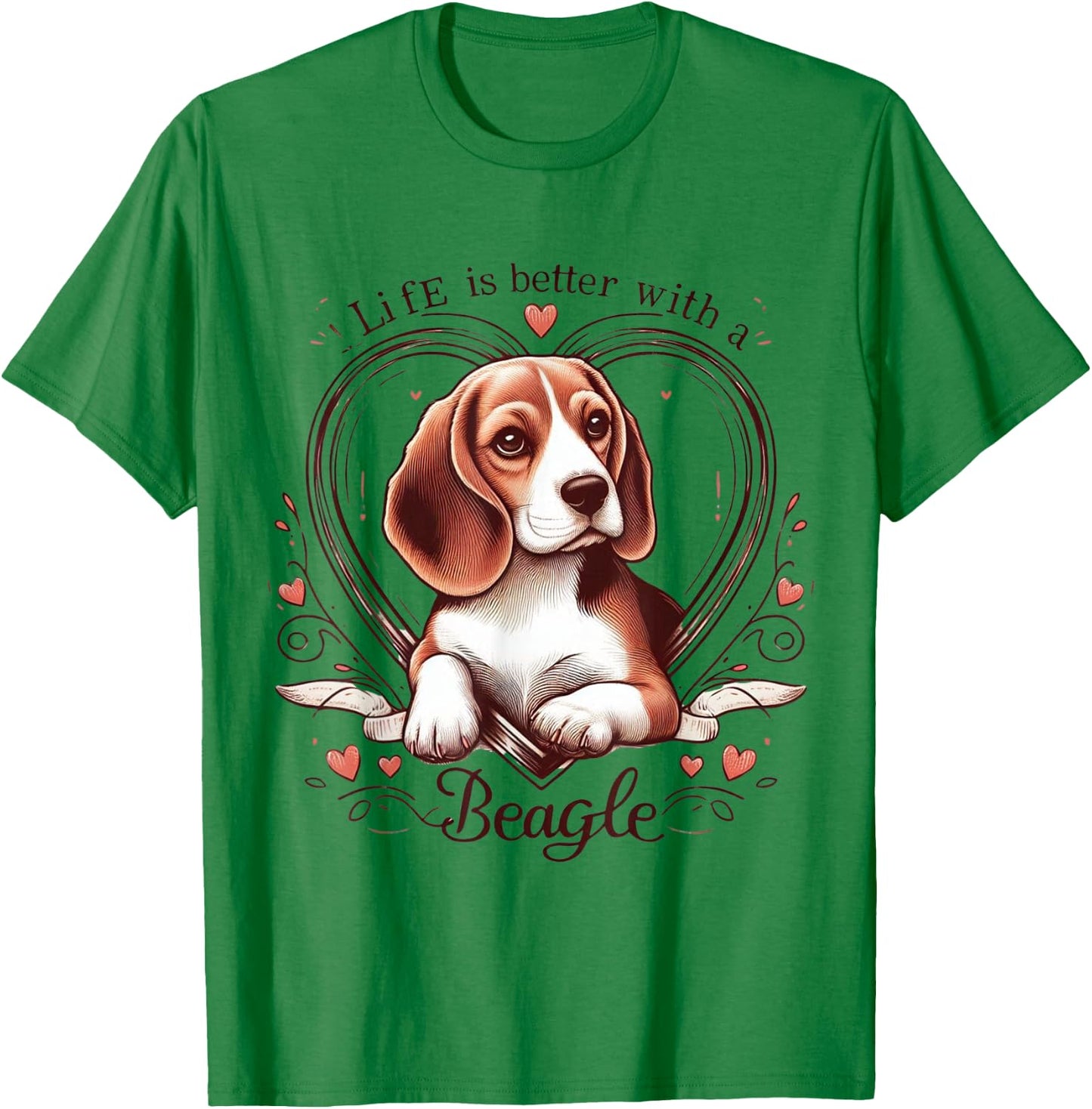 Life is Better with a Beagle Cute Dog Lover Gift Men Women T-Shirt - T-Shirt | Irish Green