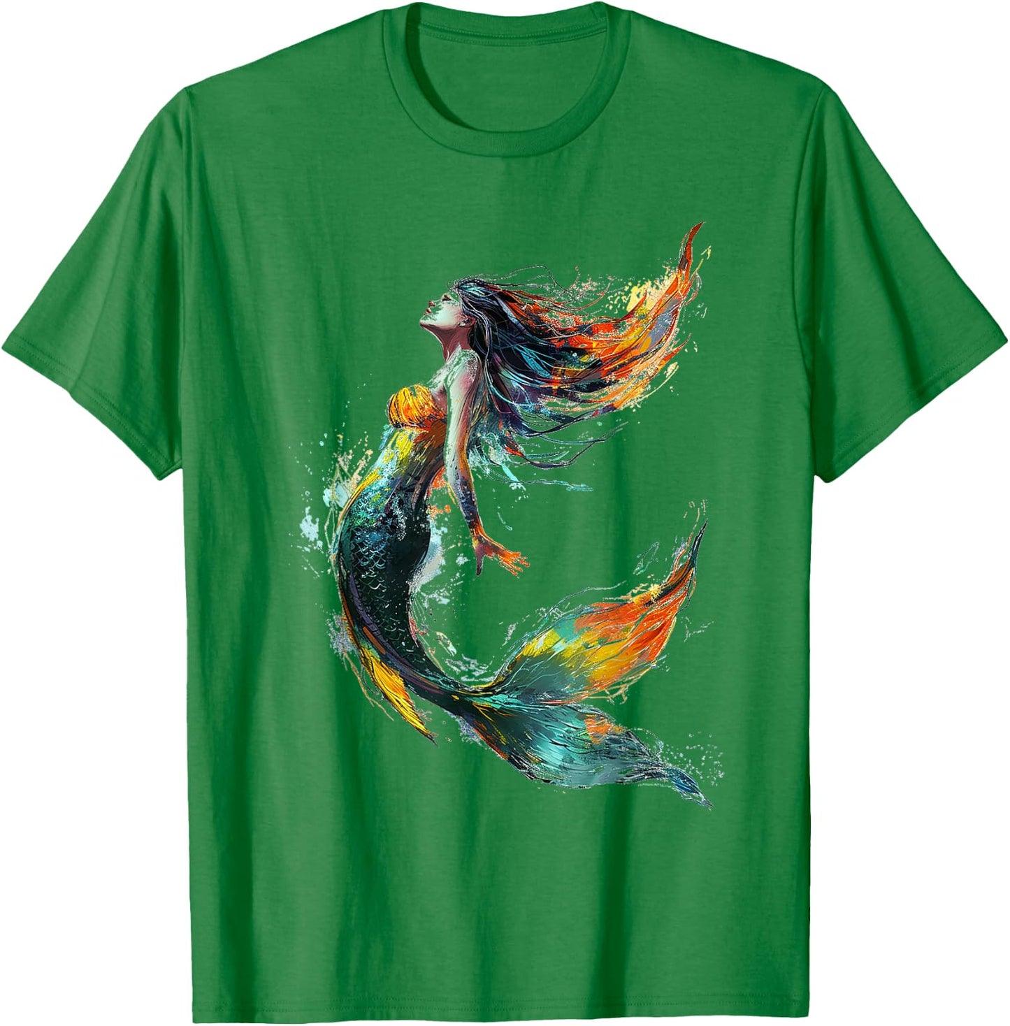 Mermaid Abstract Graphic Painting Art Women Mermaid T-Shirt - T-Shirt | Irish Green