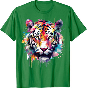 Tiger Artwork - Colourful Animal Art Tiger T-Shirt - T-Shirt | Irish Green
