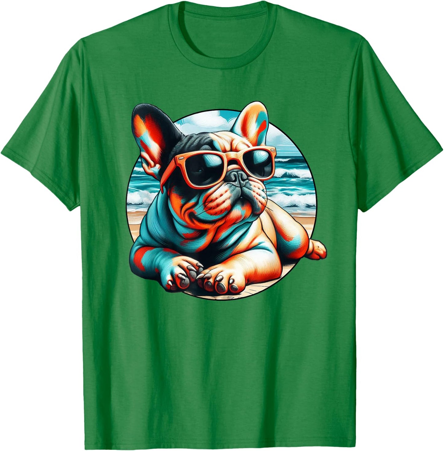 Frenchie Beach Bum - Gift French Bulldog Owner Graphic Men Women Girls Kids T-Shirt - T-Shirt | Irish Green