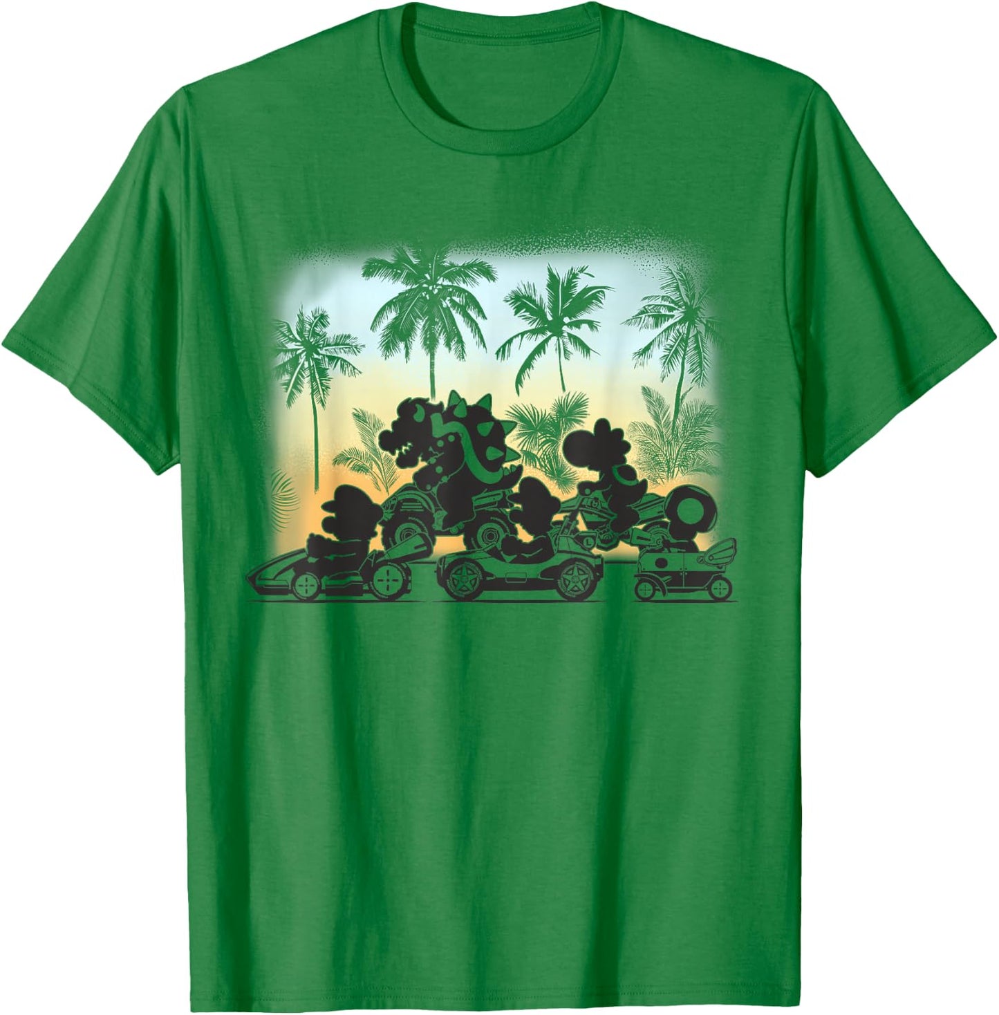 Mario Kart Tropical Silhouette Racers T-Shirt - T-Shirt | Irish Green
