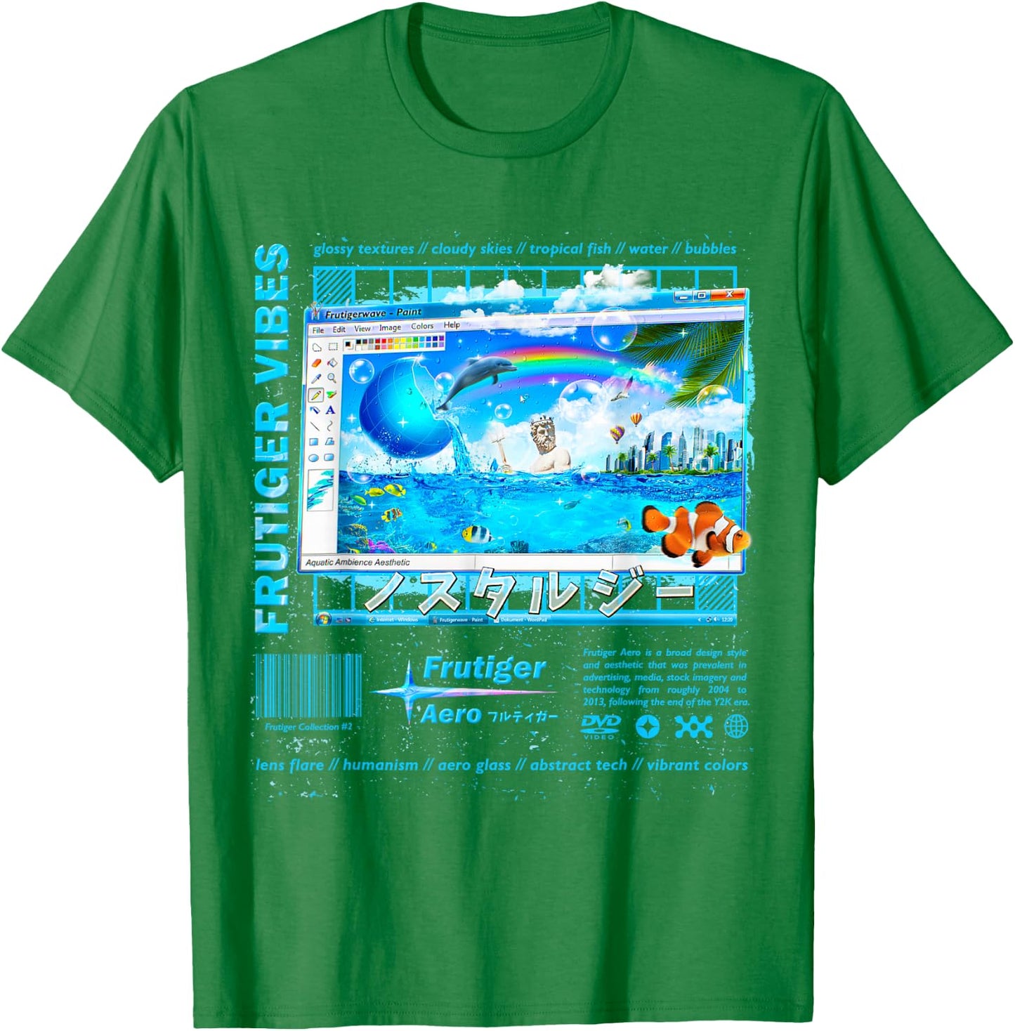 Frutiger Aero Fashion Collection - Frutiger Vibes T-Shirt - T-Shirt | Irish Green
