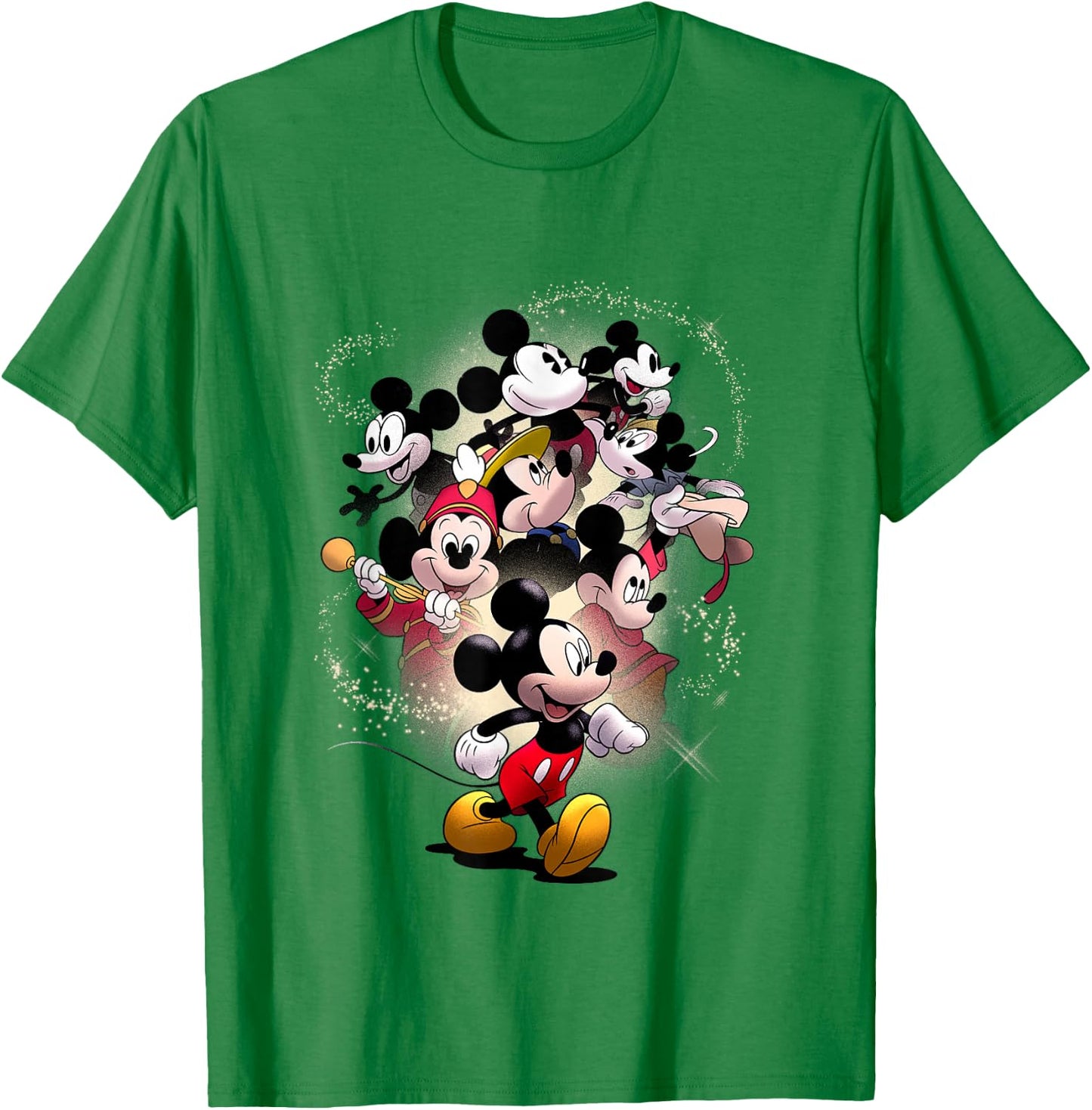 Disney Mickey And Friends Mickey Through The Years Big Logo T-Shirt - T-Shirt | Irish Green