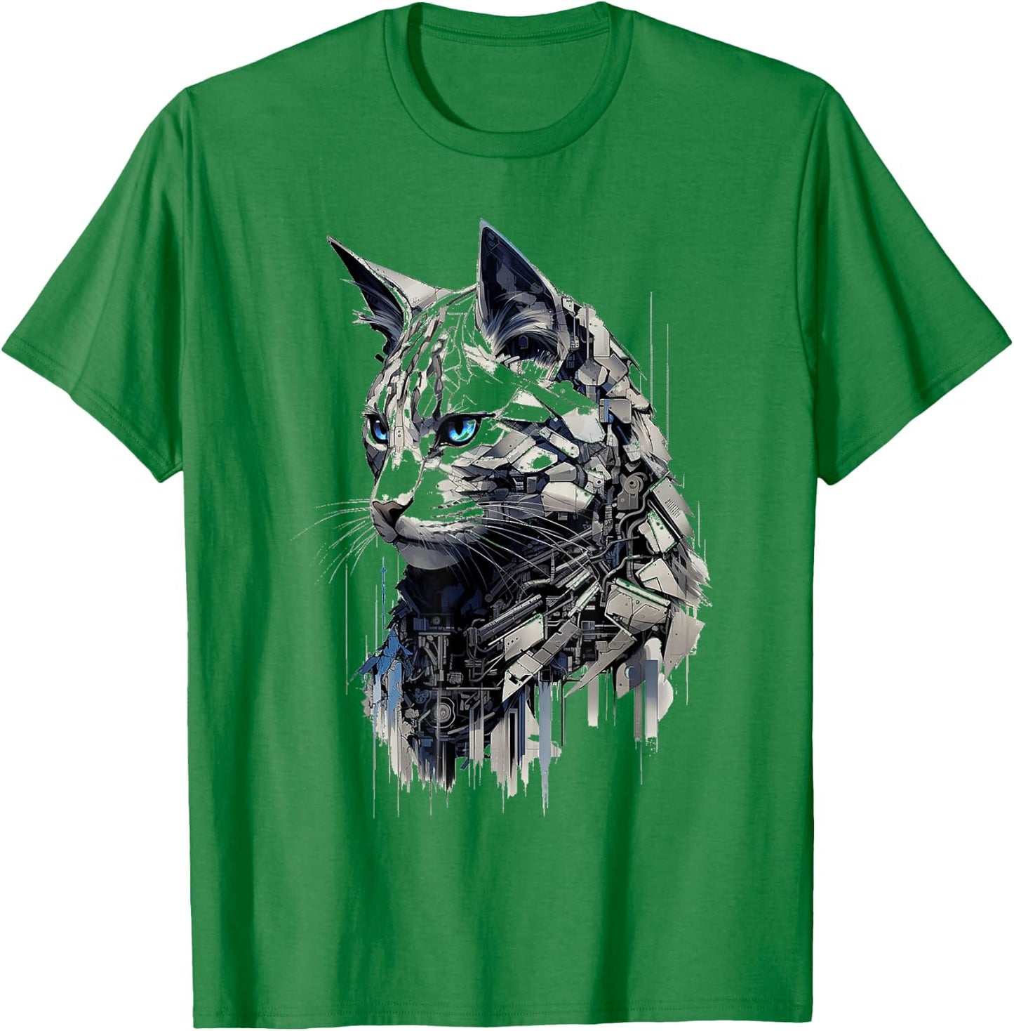 Cat Abstract Pet Drawing Artwork Animal Cat Women Kids T-Shirt - T-Shirt | Irish Green