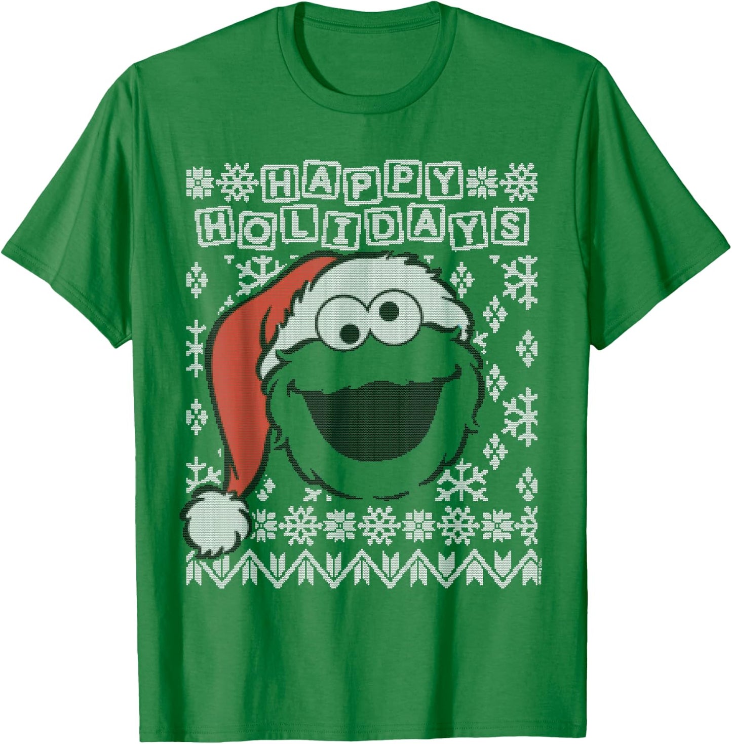 Sesame Street Cookie Monster Ugly Christmas T-Shirt - T-Shirt | Irish Green