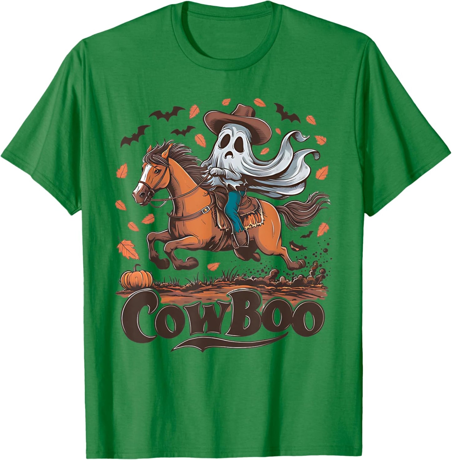Cowboo Ghost Riding Horse Western Cowboy Ghost Halloween T-Shirt - T-Shirt | Irish Green