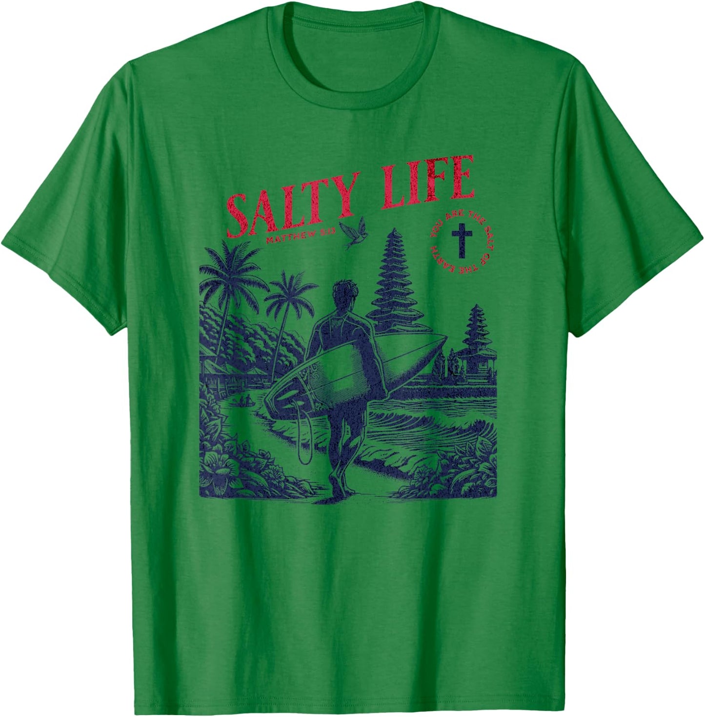 Salty Bible Verse Christian Faith Based Jesus Beach Modest T-Shirt - T-Shirt | Irish Green
