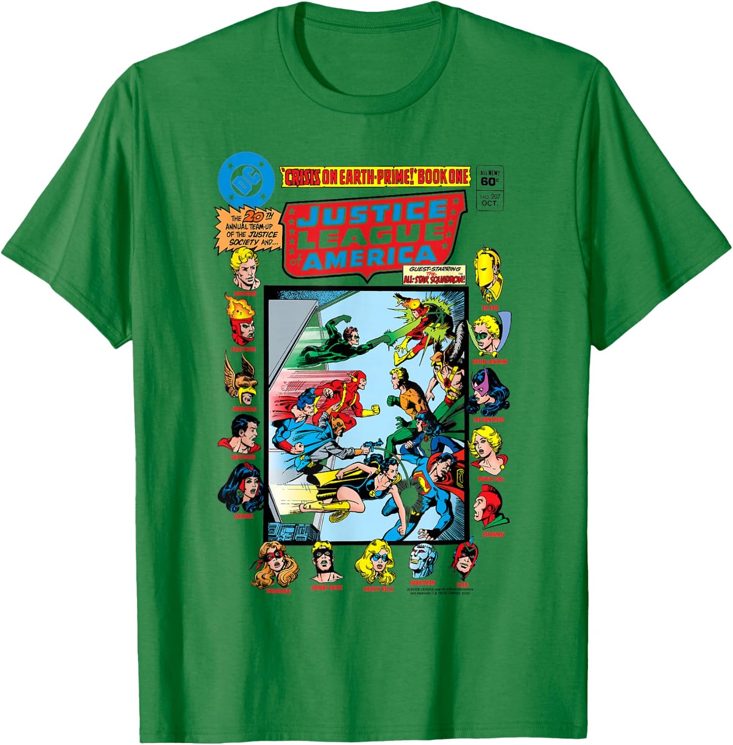 DC Comics Justice League Crisis On Earth Comic Cover Small T-Shirt - T-Shirt | Irish Green