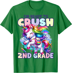 Crush 2nd Grade Girls Back to School Unicorn First Day Cute T-Shirt - T-Shirt | Irish Green