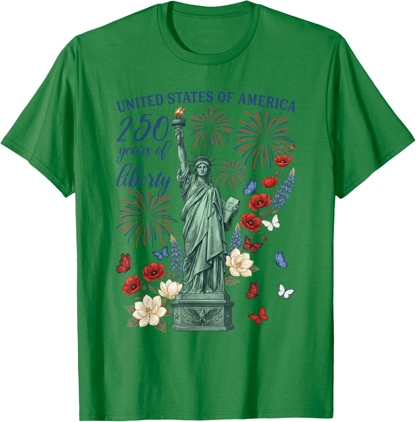 Liberty 250th Anniversary USA 4th of July 250 Years America T-Shirt - T-Shirt | Irish Green