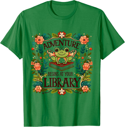 Adventure Begins At Your Library Summer Reading 2024 T-Shirt - T-Shirt | Irish Green